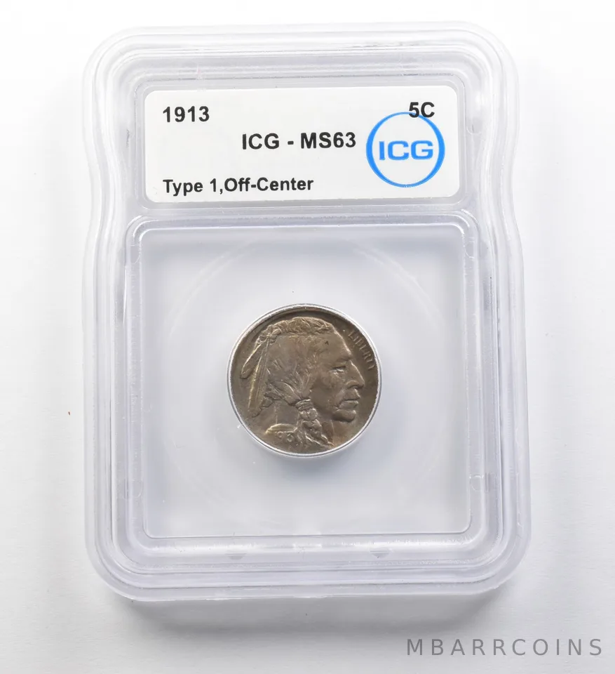 1913 Indian Head Buffalo Nickel Type 1 Off-Center MS63 ICG ERROR *8188