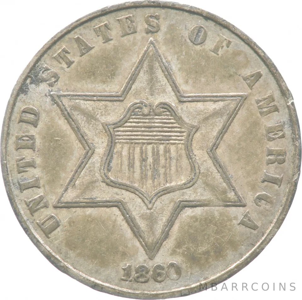 1860 Silver Three Cent Trime Early US Type *2273