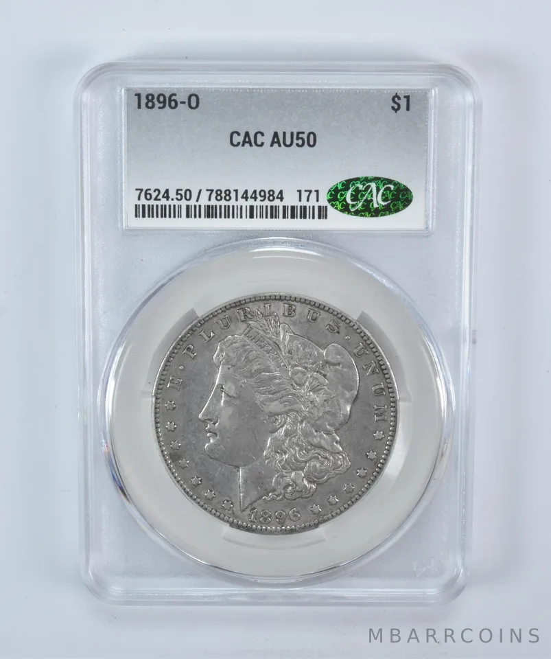 1896-O Morgan Silver Dollar AU50 CAC CACg a5732