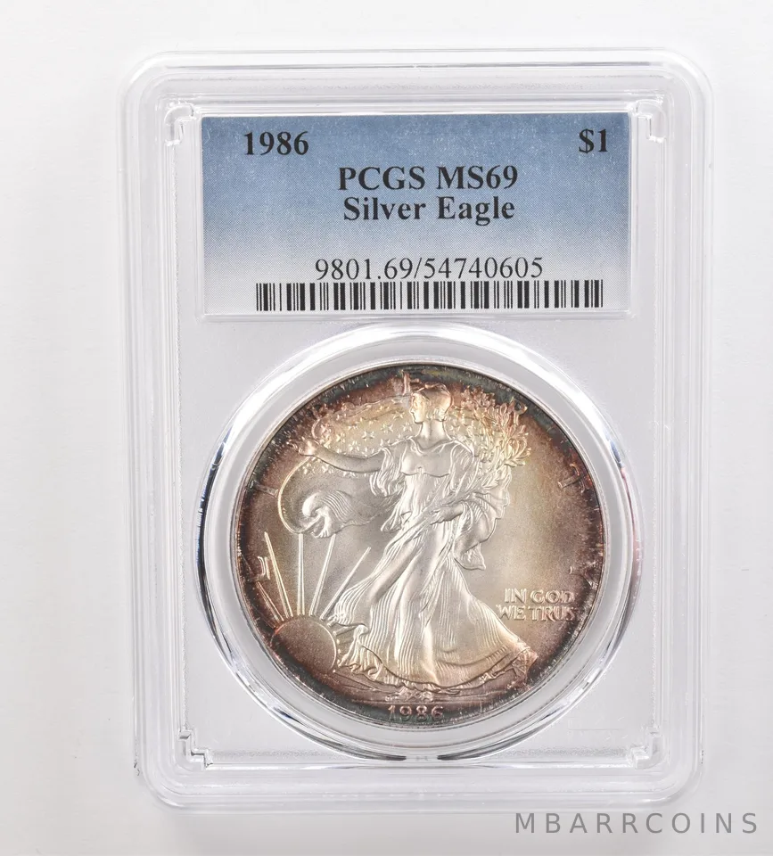 1986 American Silver Eagle MS69 PCGS Beautiful Tone *3247