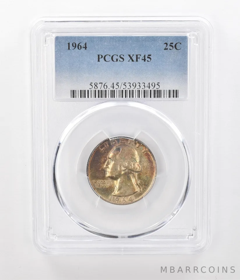 1964 Washington Quarter XF45 PCGS Beautiful Tone *1100