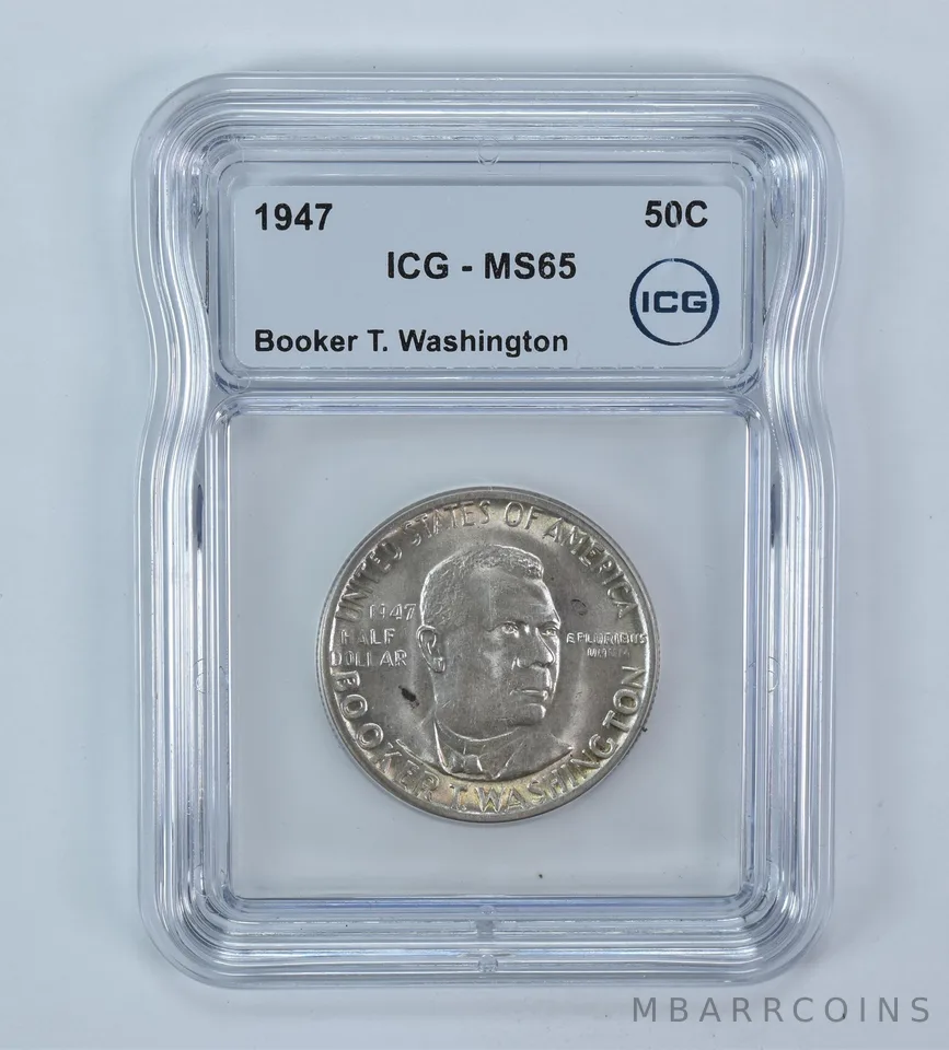 1947 Booker T Washington Commemorative Half Dollar MS65 ICG