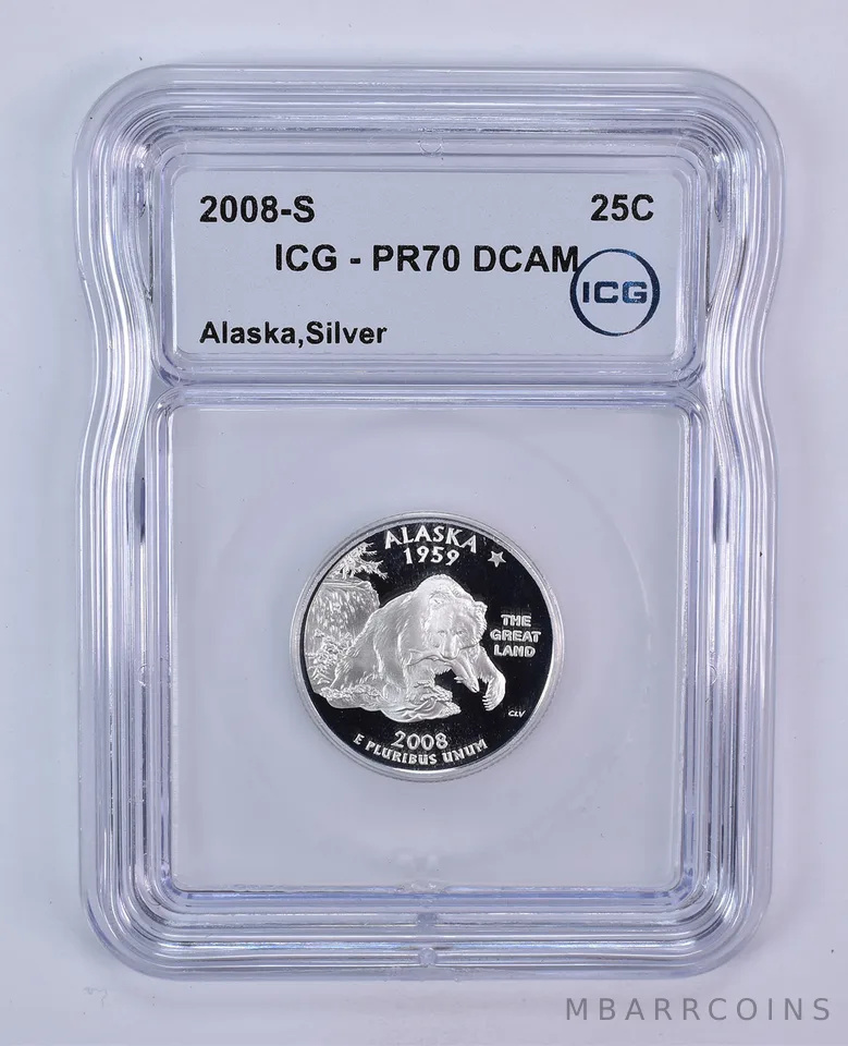 2008-S Washington State Quarter Alaska Silver PR70 DCAM ICG