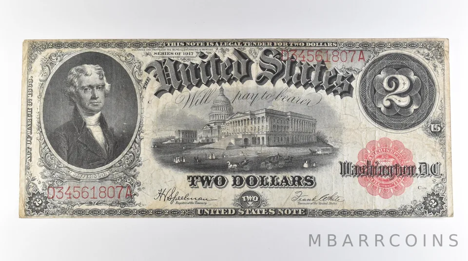 1917 $2 Legal Tender Large Note Red Seal FR#60 *0648
