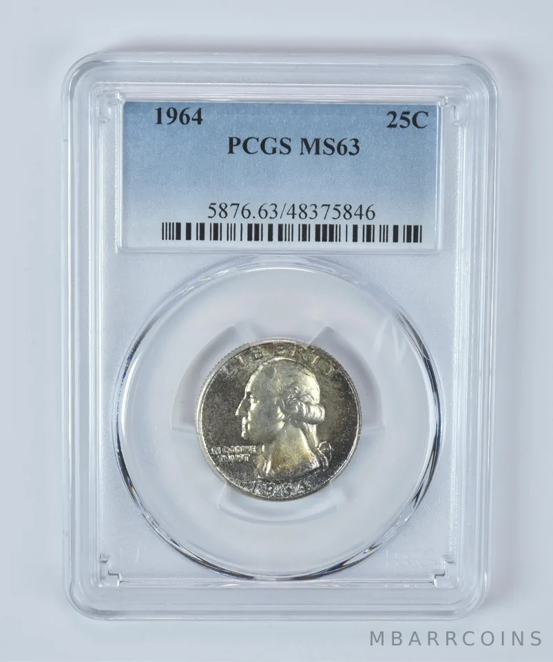 1964 Washington Quarter MS63 PCGS Beautifully Toned a7270