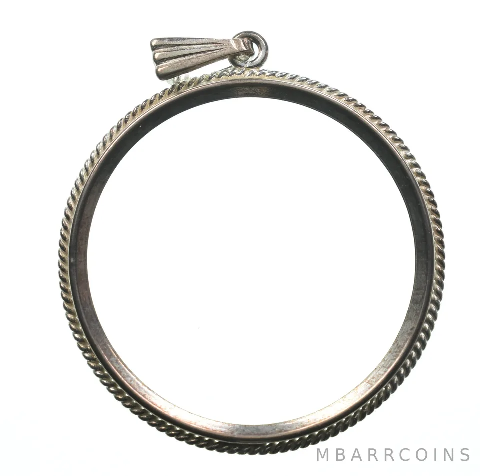 Sterling Silver 31 MM US Half Dollar Coin Bezel Pendant Frame Edge *2386