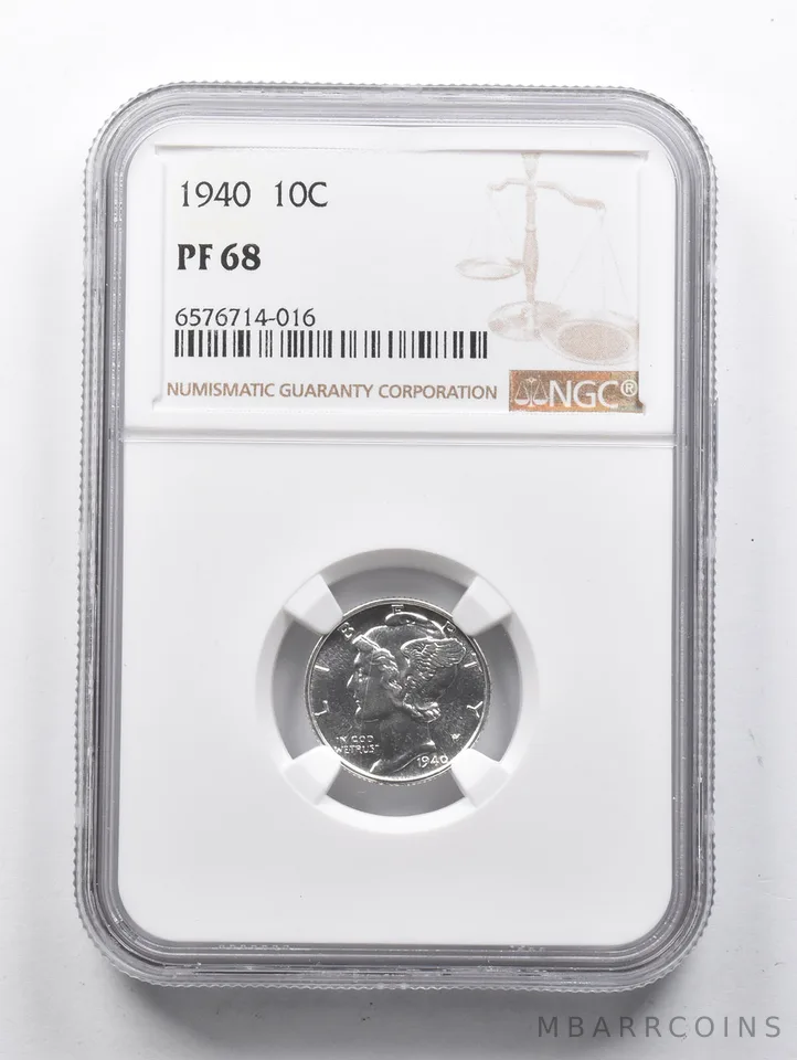 PF68 1940 Mercury Dime NGC *1423