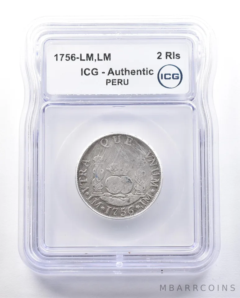 1756 LM LM Peru 2 Reales Authentic ICG *3927