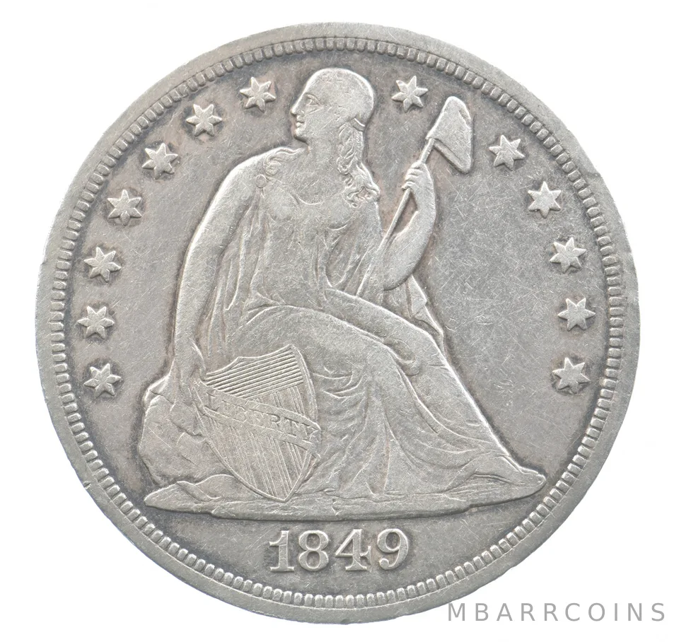 1849 Seated Liberty Silver Dollar a0541