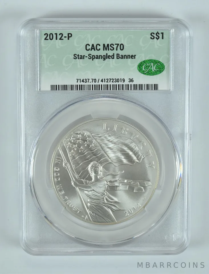 2012-P Star-Spangled Banner Commemorative Silver Dollar MS70 CAC CACg