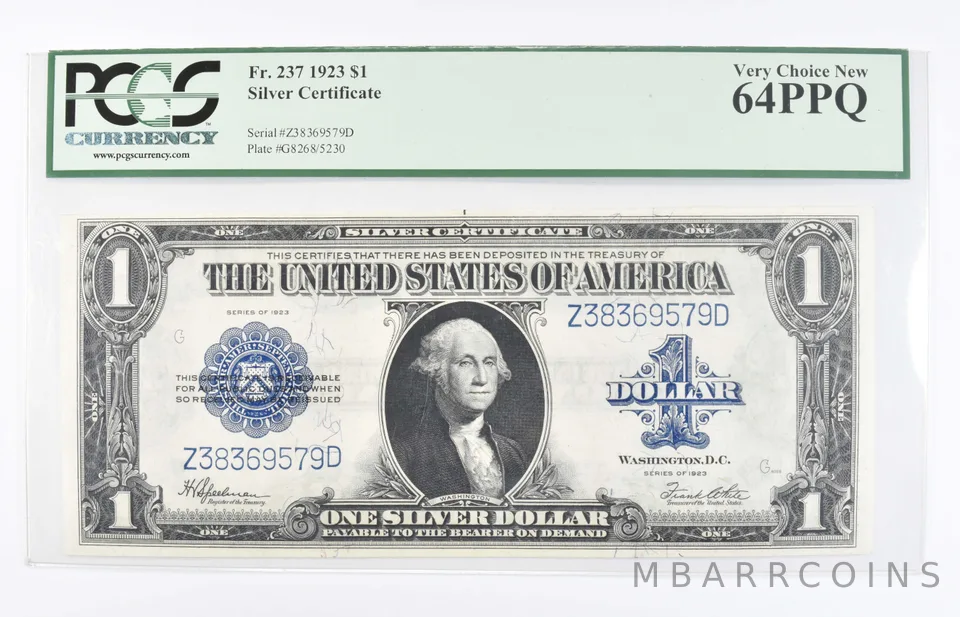 1923 $1 US Silver Certificate FR#237 Graded PCGS 64 PPQ Very Choice New *8074