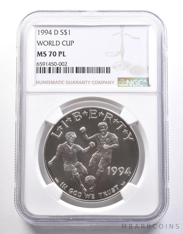 1994-D World Cup Soccer Commemorative Silver Dollar MS70 PL NGC Proof Like