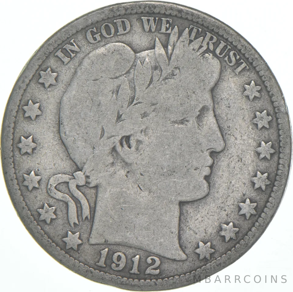 1912-D Barber Half Dollar Average Circ 90% Silver