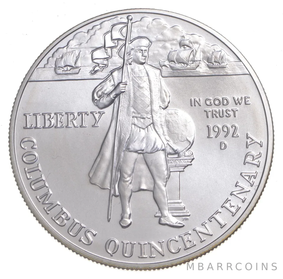 1992-D Unc Columbus Commemorative Silver Dollar $1