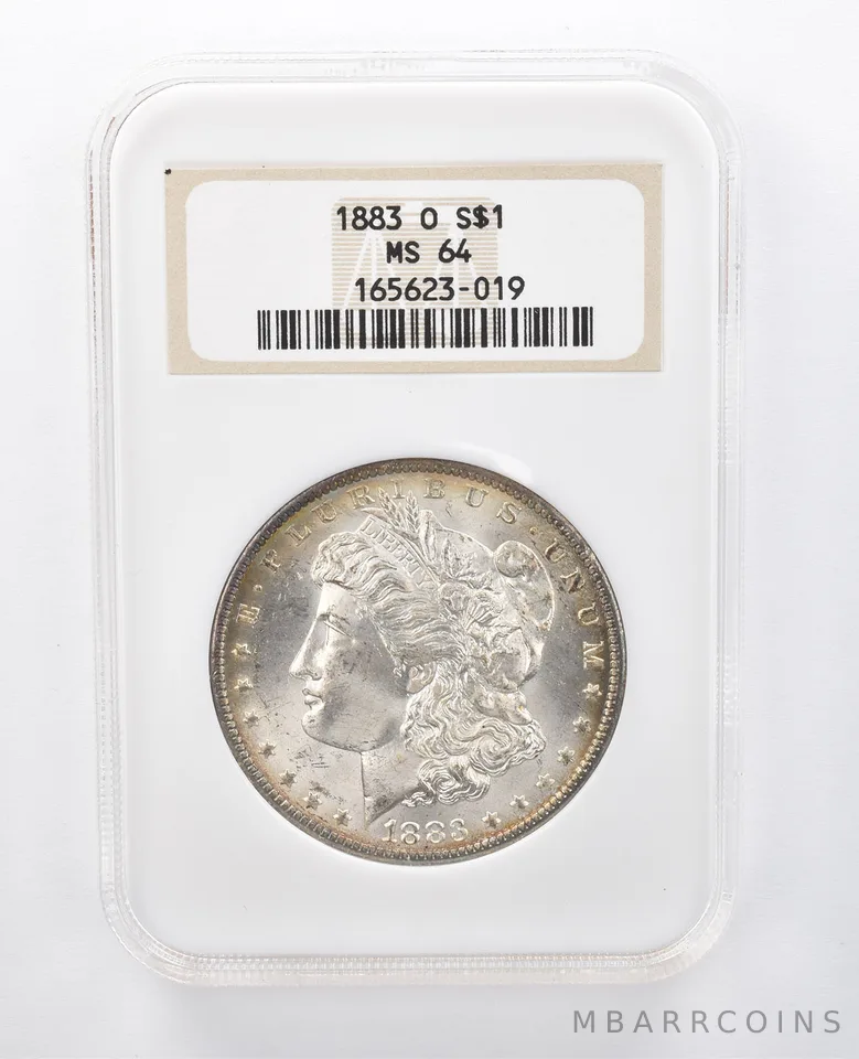 1883-O Morgan Silver Dollar MS64 NGC Rainbow Tone Reverse *7903