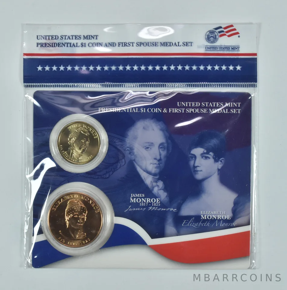 2008 Presidential $1 & First Spouse Medal Set - James & Elizabeth Monroe