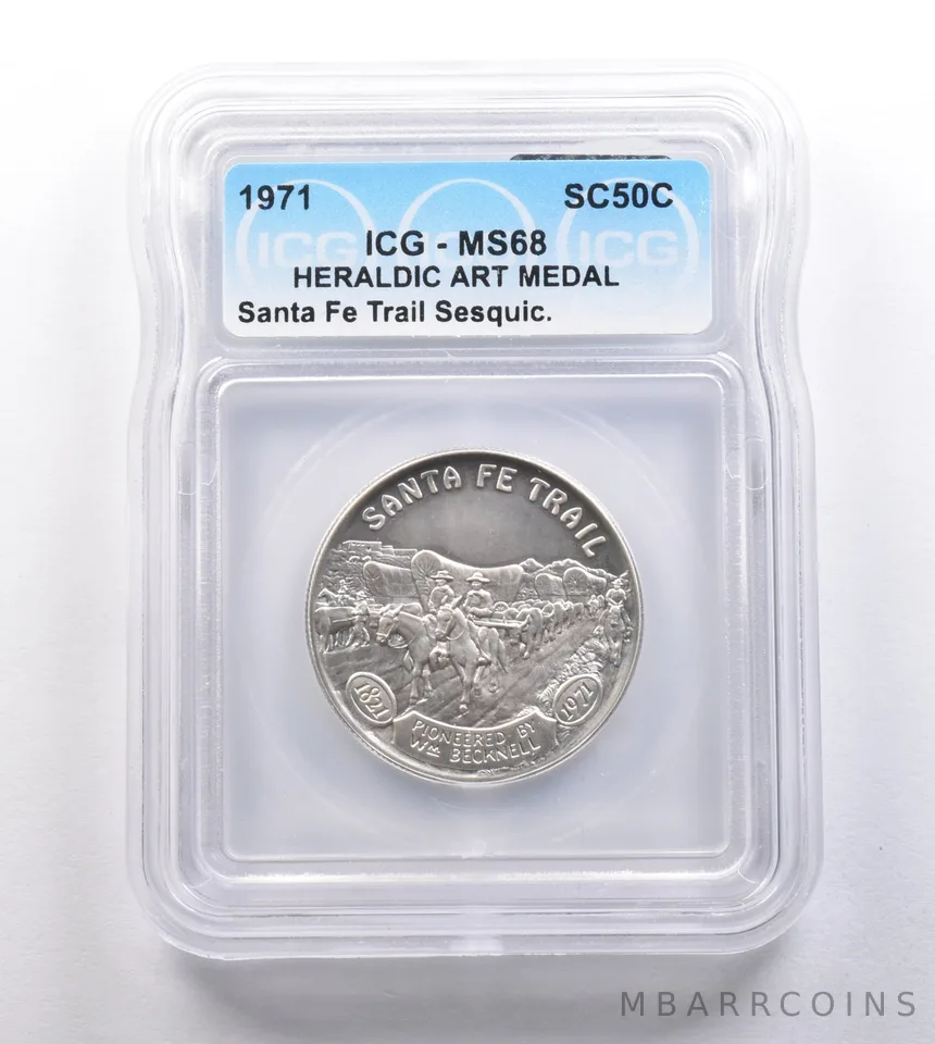 1971 So Called Half Dollar Santa Fe Trail Sesquicentennial MS68 ICG
