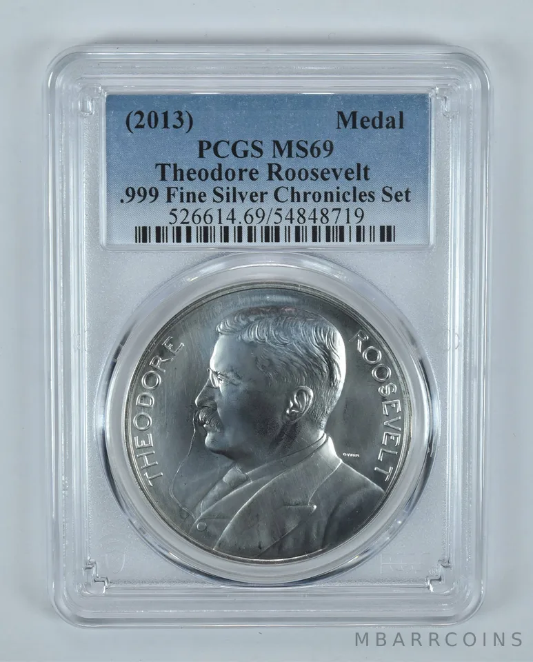 (2013) Silver Medal Theodore Roosevelt Coin & Chronicles Set MS69 PCGS
