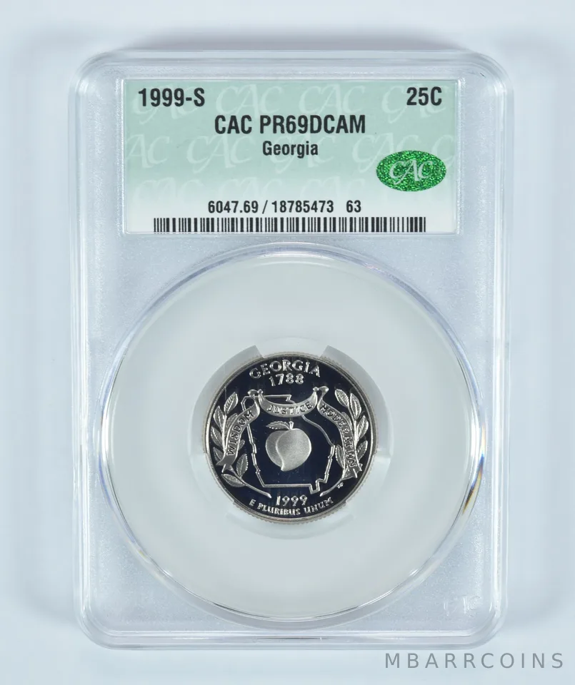 1999-S Washington State Quarter Georgia PR69 DCAM CAC CACg