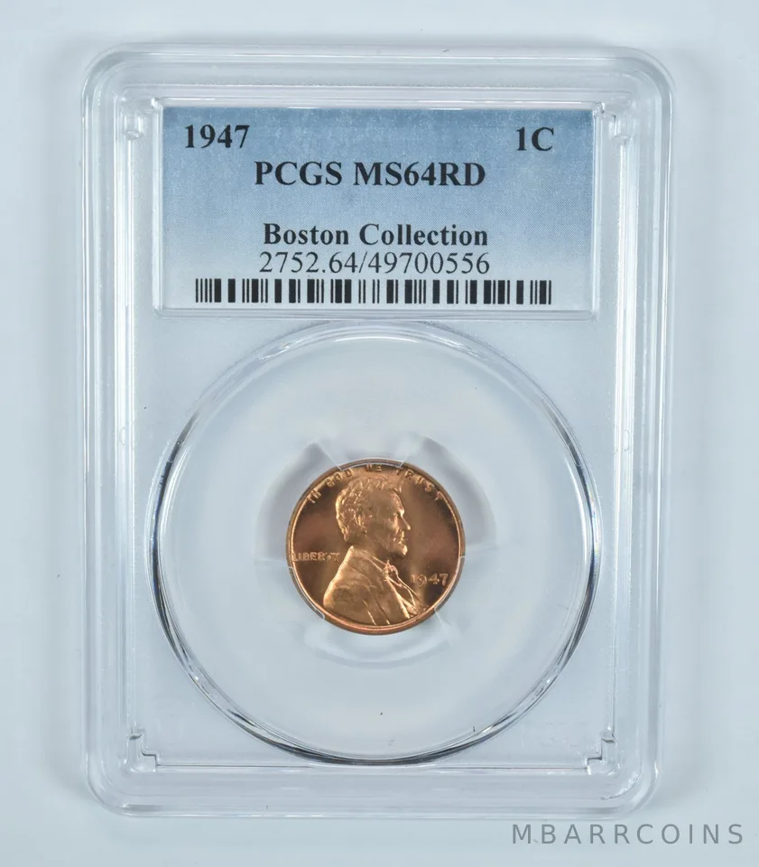 1947 Lincoln Wheat Cent Boston Collection MS64 RD PCGS Blue Label