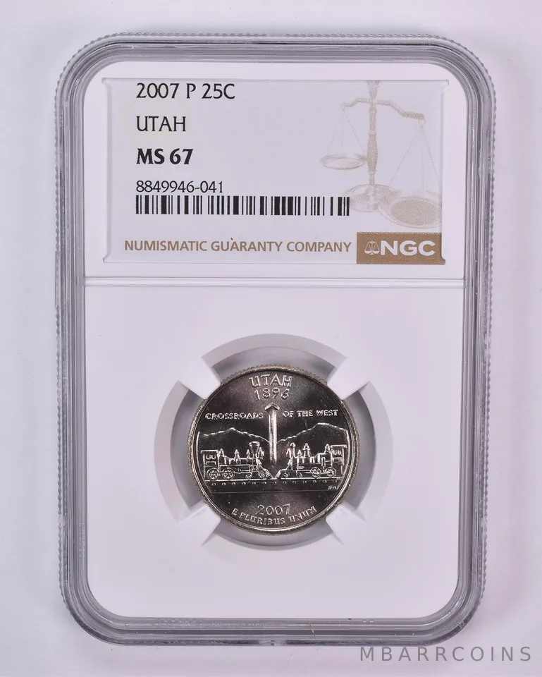 2007-P Washington State Quarter Utah MS67 NGC Brown Label