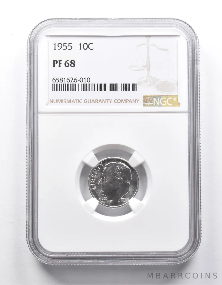 PF68 1955 Roosevelt Dime NGC *9961