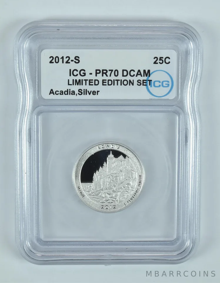 2012-S Washington Quarter Silver ATB Acadia Limited Edition Set PR70 DCAM ICG