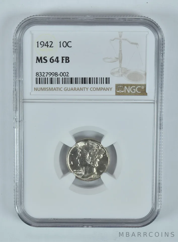 1942 Mercury Dime MS64 FB NGC Brown Label