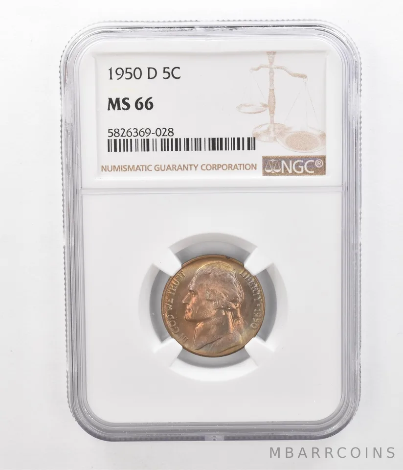 1950-D Jefferson Nickel MS66 NGC Beautiful Tone *2436