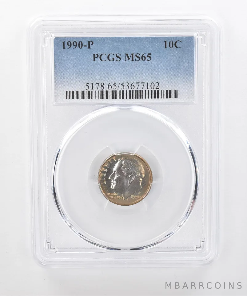 1990-P Roosevelt Dime MS65 PCGS Beautiful Tone *1286