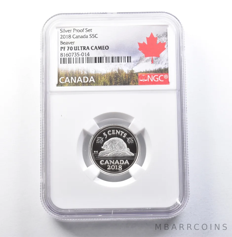 2018 Canada 5 Cents Silver Proof Set Beaver PF70 UCAM NGC a5871