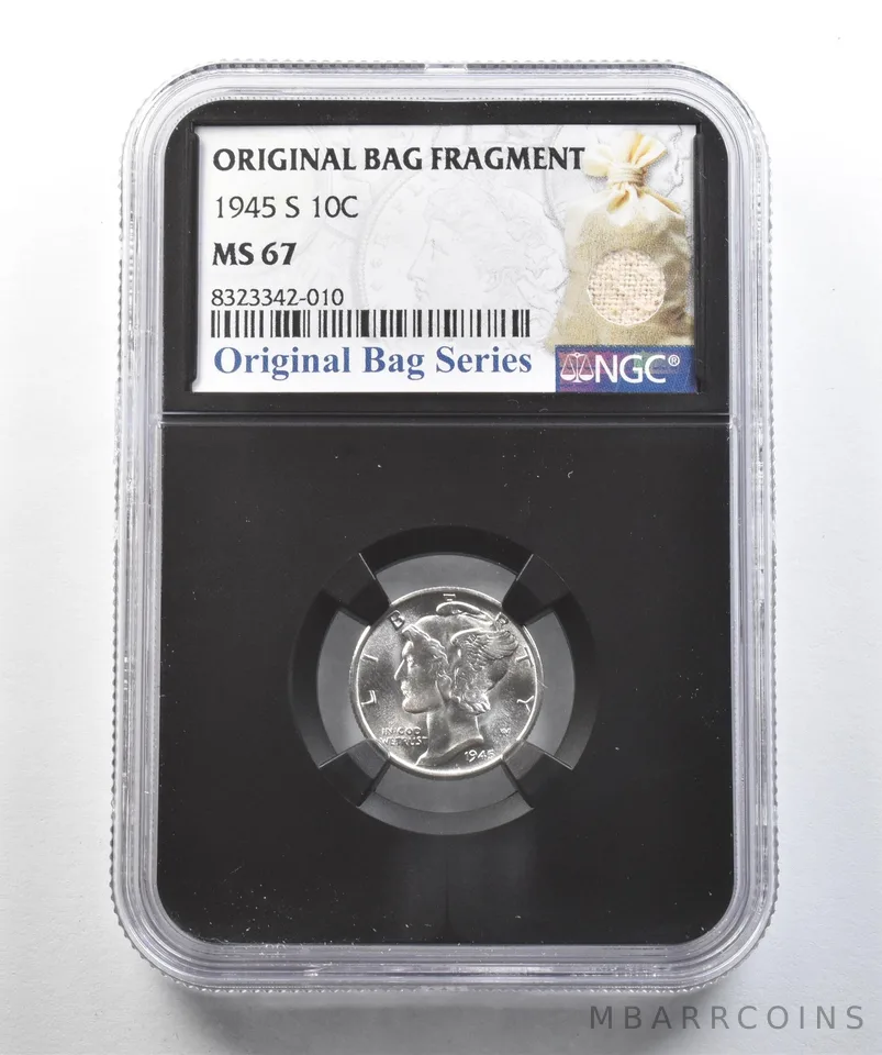 1945-S Mercury Dime Original Bag Fragment MS67 NGC *2026