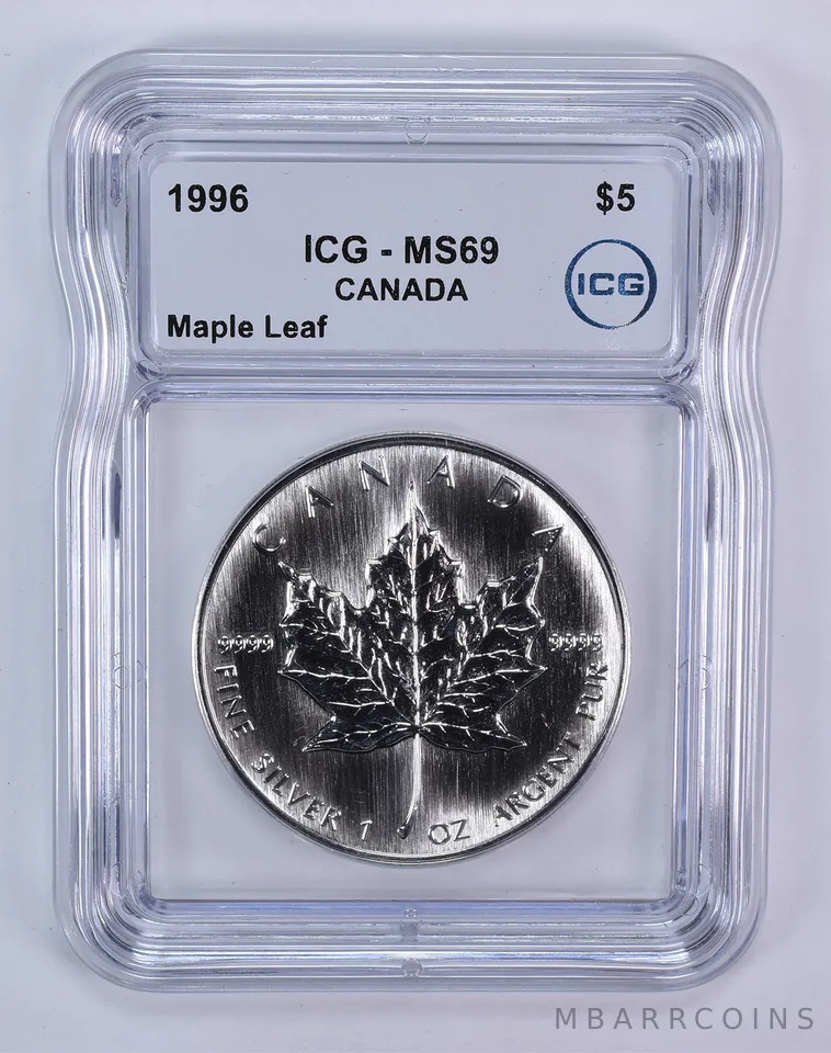 1996 Canada 5 Dollars Silver Maple Leaf MS69 ICG