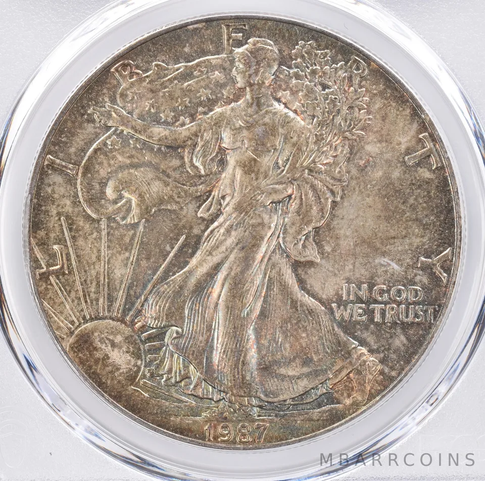1987 American Silver Eagle MS63 PCGS Beautiful Tone *1500