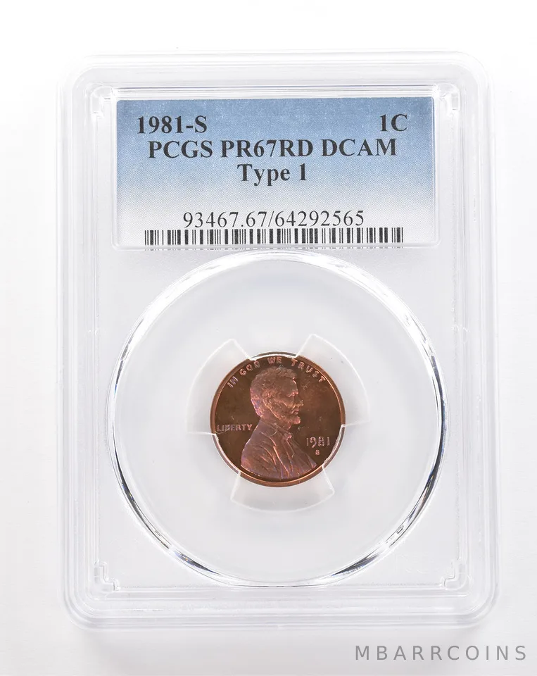 1981-S Lincoln Memorial Cent Type 1 PR67 RD DCAM PCGS Beautiful Tone *3452