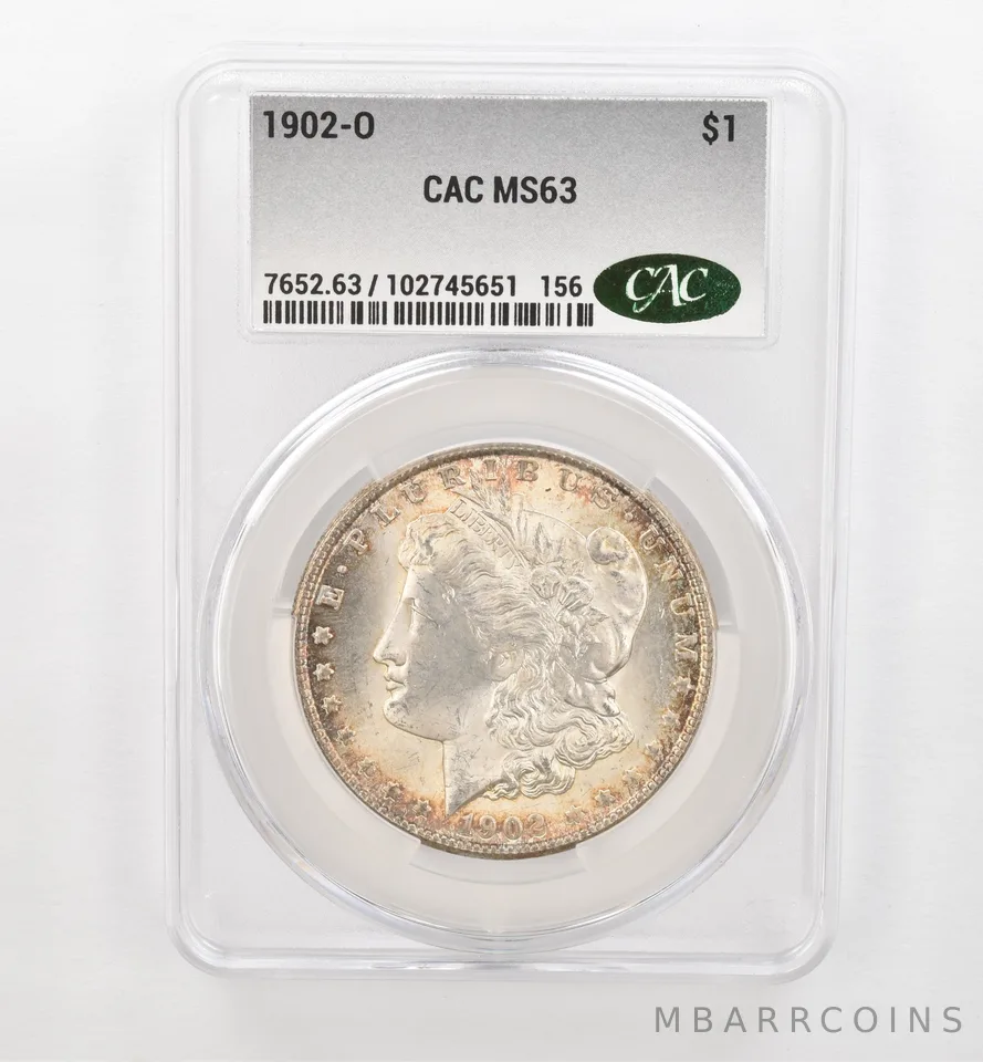 1902-O Morgan Silver Dollar MS63 CAC CACg Beautiful Tone *0475
