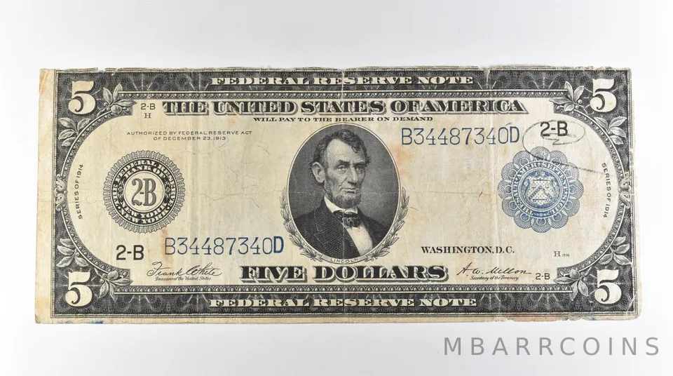 1914 $5 New York NY FRN Large Note Blue Seal *3122