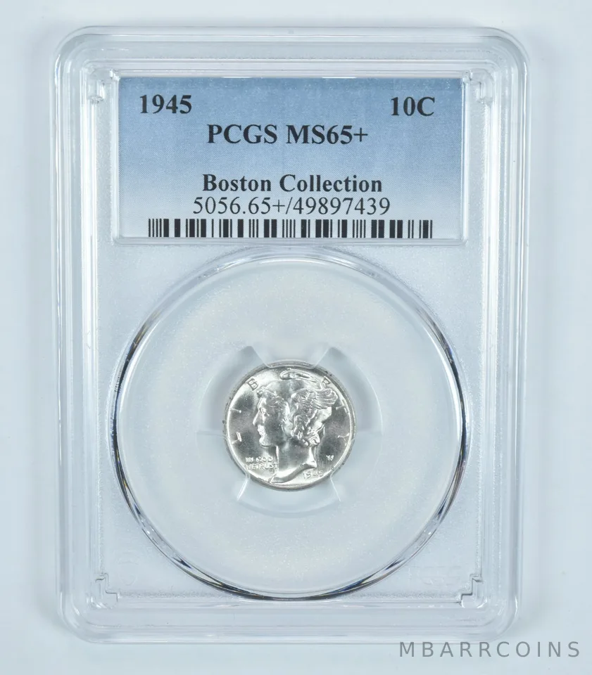 1945 Mercury Dime Boston Collection MS65+ PCGS Blue Label