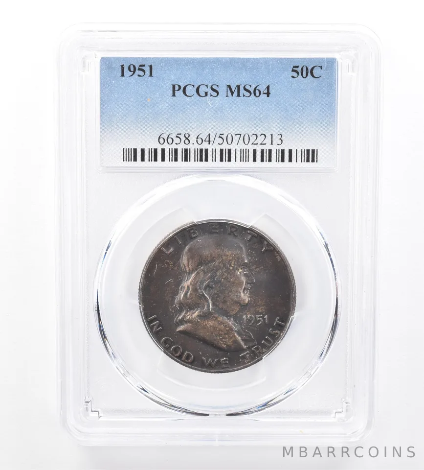 1951 Franklin Half Dollar MS64 PCGS Beautiful Tone *1758