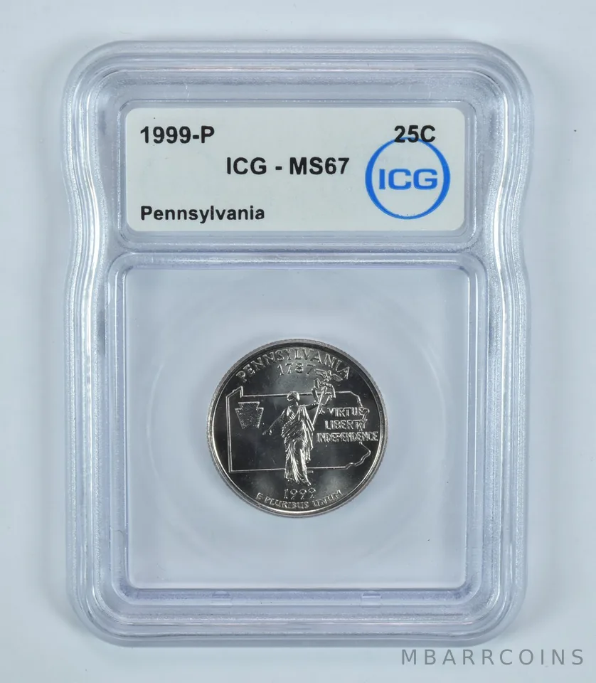 1999-P Washington State Quarter Pennsylvania MS67 ICG