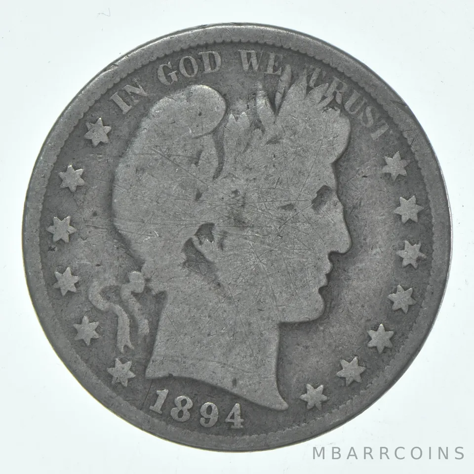 1894 Barber Half Dollar Average Circ 90% Silver