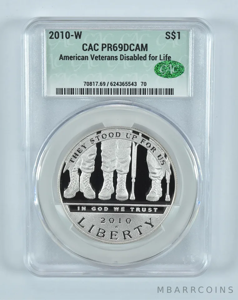 2010-W Disabled Veterans Commemorative Silver Dollar PR69 DCAM CAC CACg