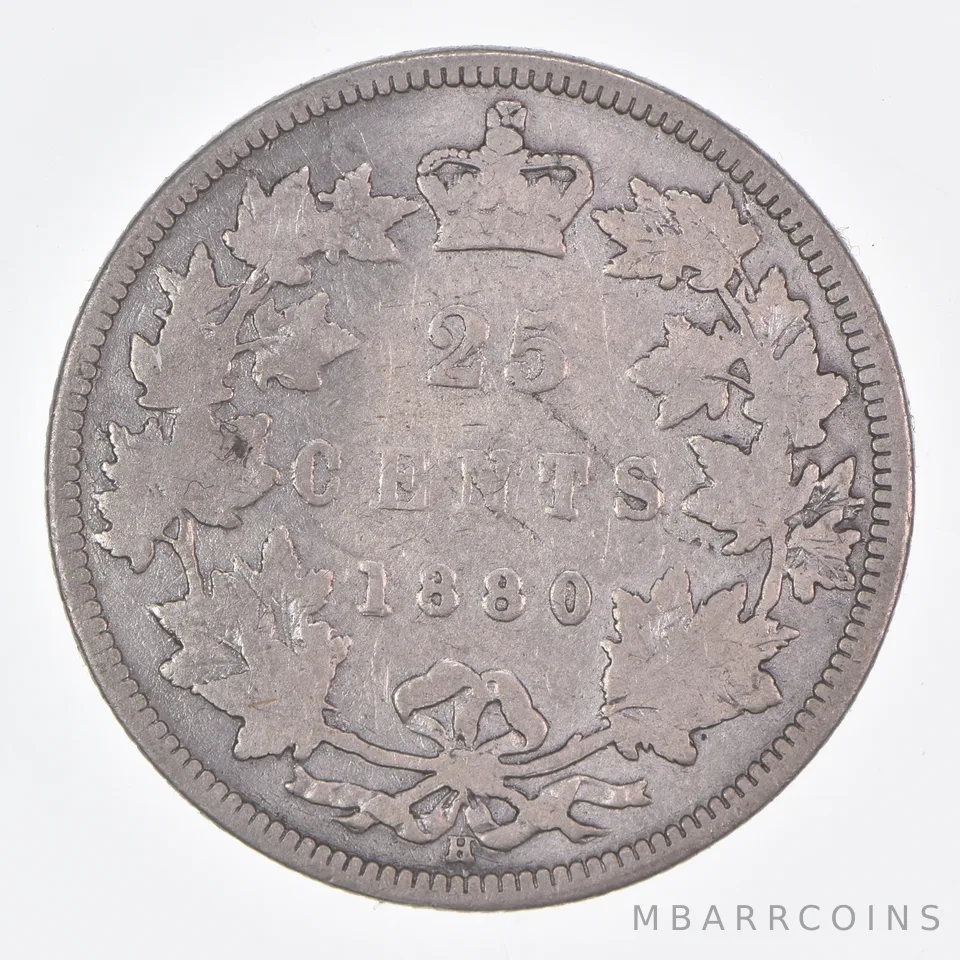 Better Date - 1880 Canada 25 Cents World Coin- Silver *373