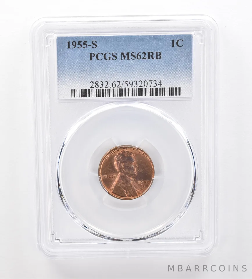 1955-S Lincoln Wheat Cent MS62 RB PCGS Beautiful Tone *2051