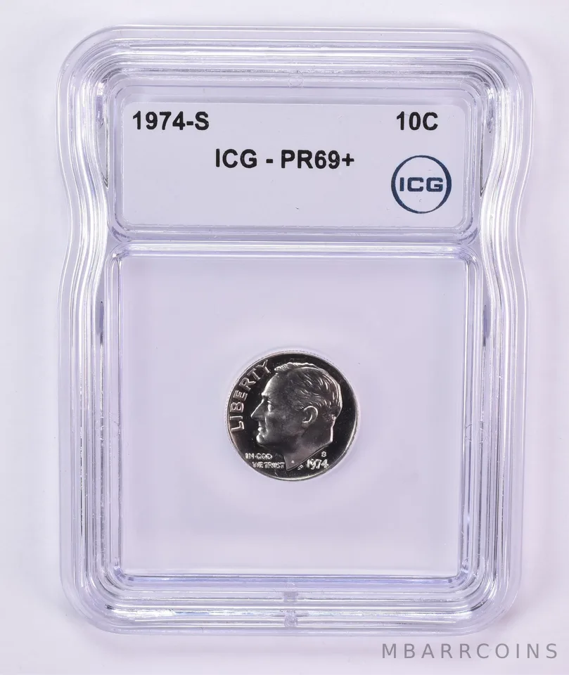 1974-S Roosevelt Dime PR69+ ICG