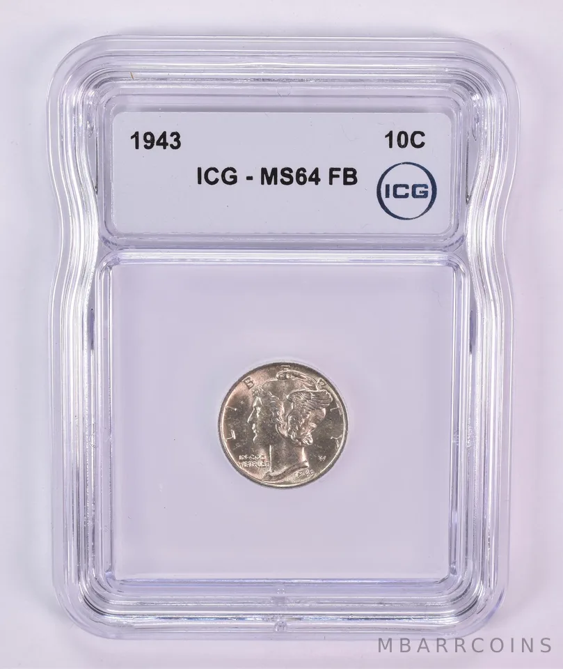 1943 Mercury Dime MS64 FB ICG