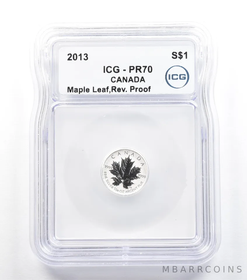2013 Canada 1 Dollar Silver Maple Leaf 1/20 Oz Reverse Proof PR70 ICG *5561