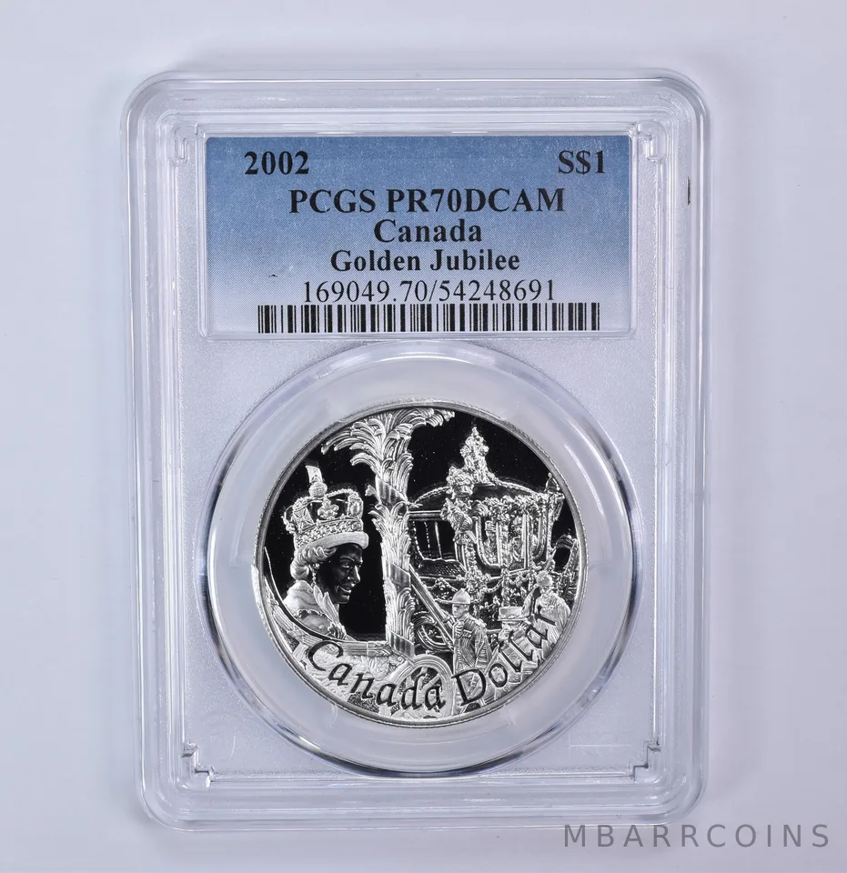 2002 Canada 1 Dollar Silver Golden Jubilee PR70 DCAM PCGS Blue Label