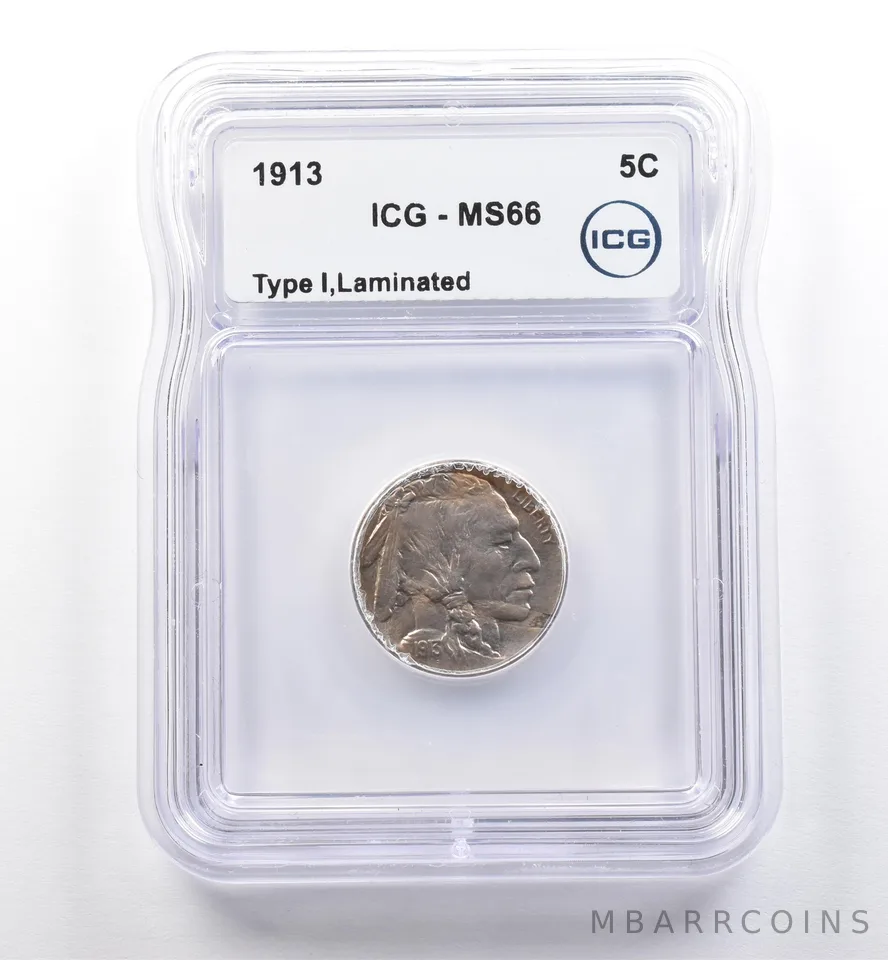 1913 Indian Head Buffalo Nickel Type 1 Laminated MS66 ICG *0278