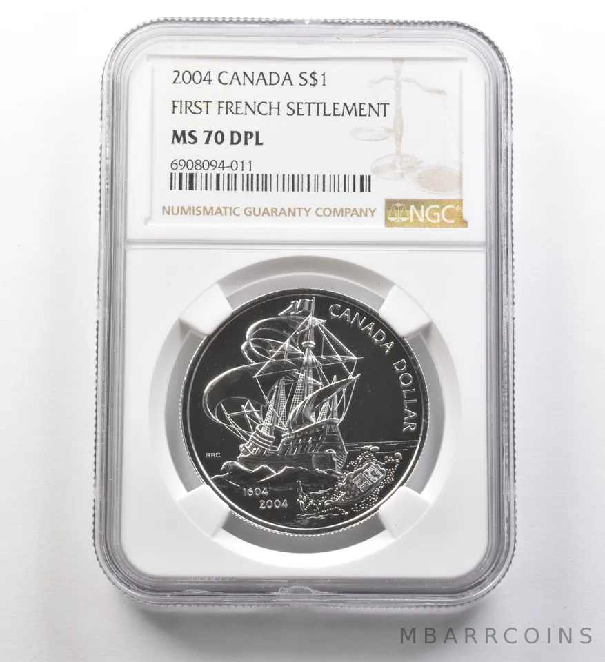 2004 Canada Silver Dollar First French Settlement MS70 DPL NGC *8257